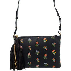 Saint Laurent Prairie printed leather crossbody bag tassel Black